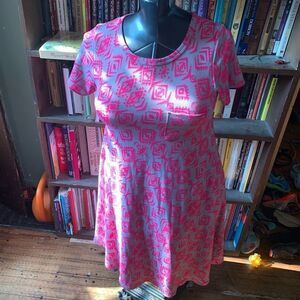 Lularoe pink & gray barbiecore XXS high low knit dress